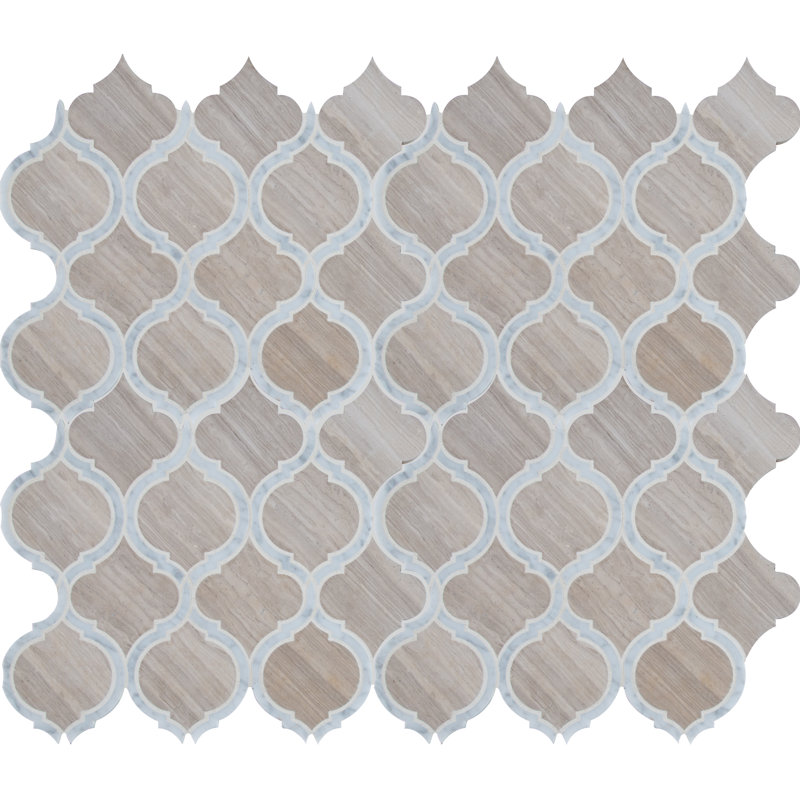 Tivoli Sand Lantern 11 in. x 13 in. Polished Marble Mosaic Floor and Wall Tile