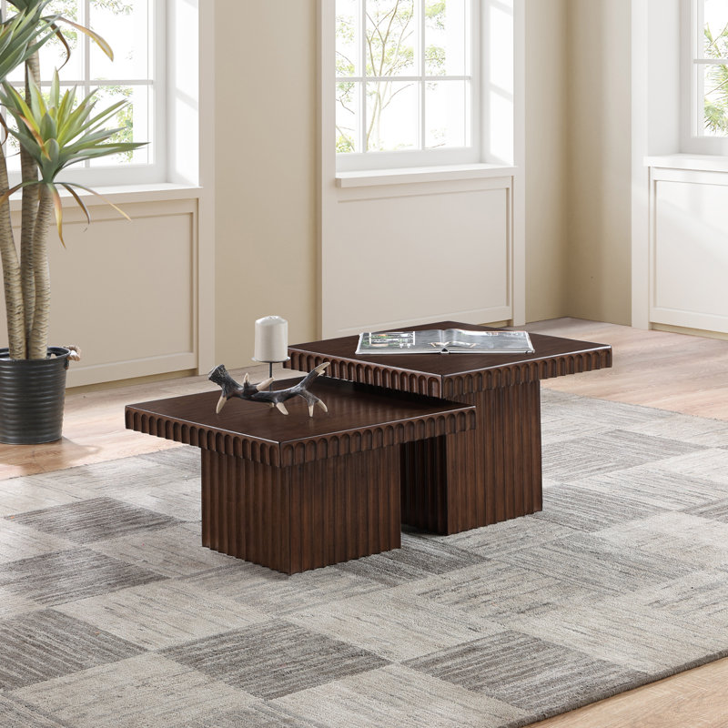 Table basse Sioeli, Brun, 2 tables, Table 1 - H 12 po / Table 2 - H 18 po
