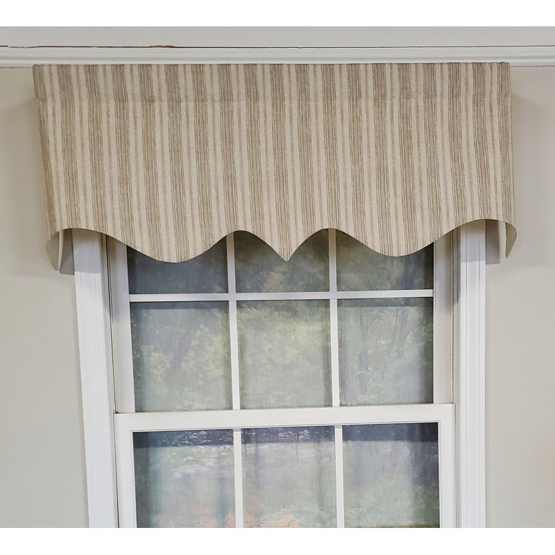 Bruswick Striped Scalloped Window Valance, Stone