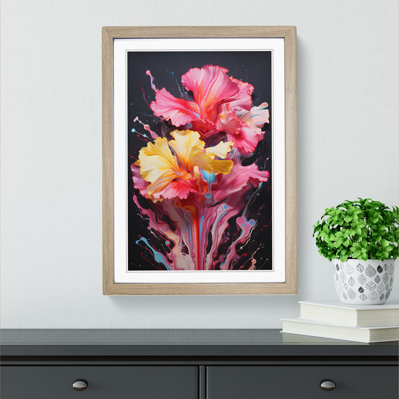 Carnation Flower Action No.3 - Single Picture Frame Print on Wood, Oak , 34cm H x 25cm W x 2cm D