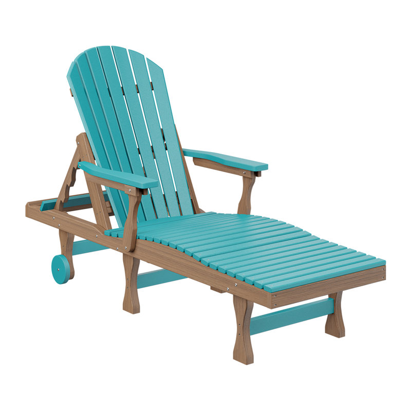 Méridienne à dossier berlinois berlinois, Aruba Blue Top/Antique Mahogany Base
