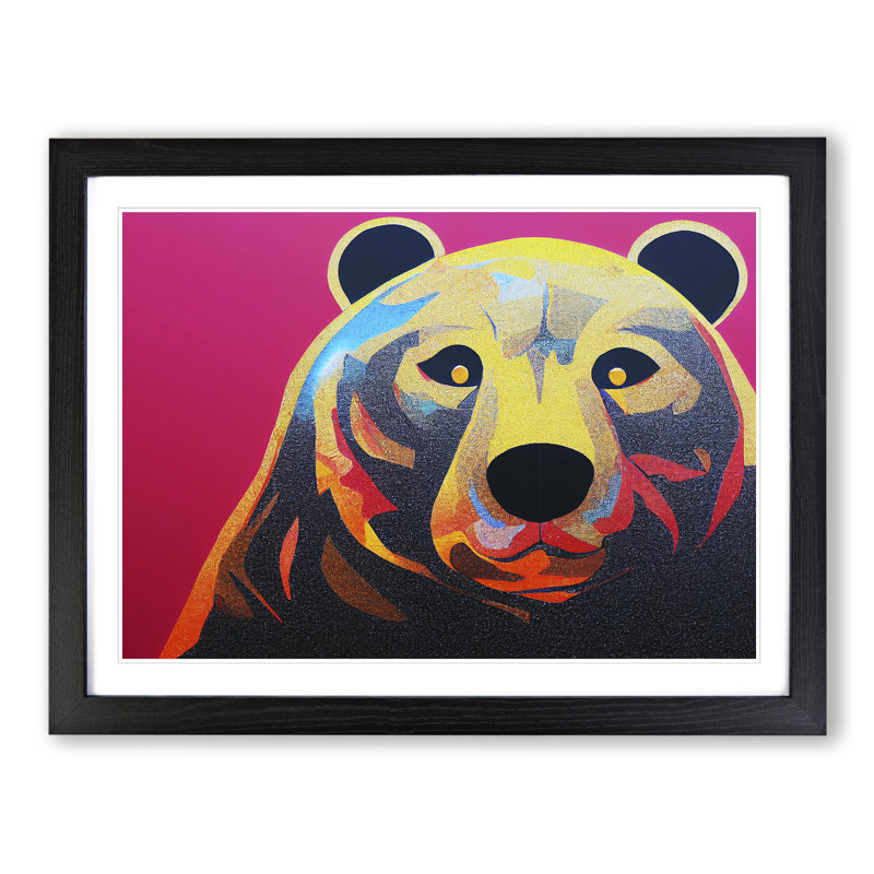 Blissful Bear - Framed Print, Black, 25cm H x 34cm W x 2cm D