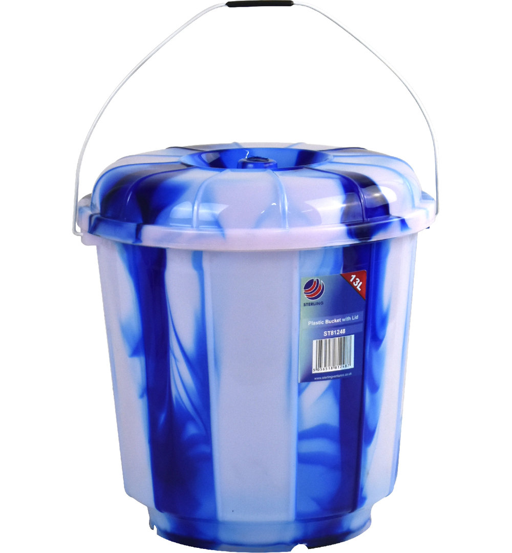 Tie-Dye Plastic Storage Bucket with Lid and Metal Handle
