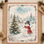 Couverture aquarelle avec bonhomme de neige Snowy Village