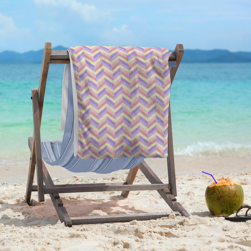Serviette de plage à chevrons, Rose/mauve