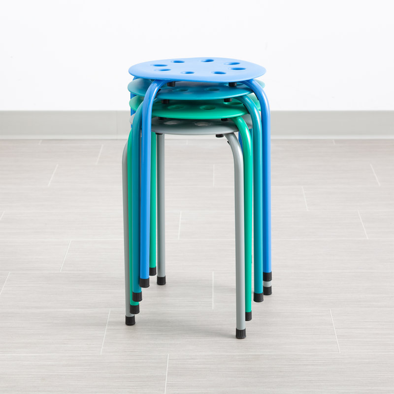 Set of 4 French Blue & Seafoam Stackable Plastic Stools