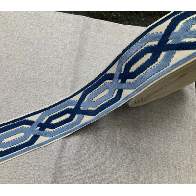 Velvet Woven Embroidery Curtain Fabric Tape 3.5" Width Trim