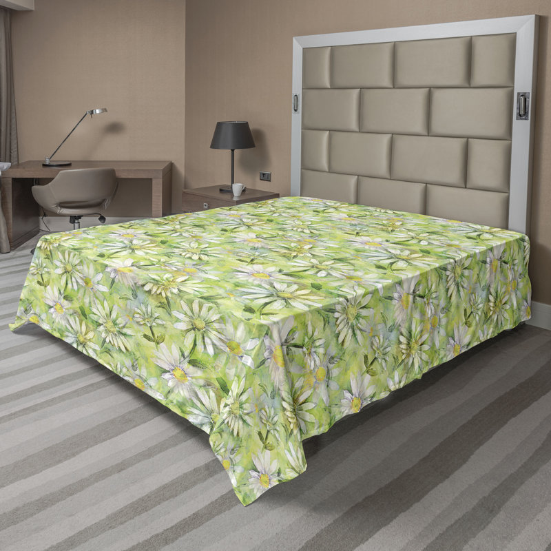 Drap plat Ambesonne Daisy, Drap plat pour très grand lit californien