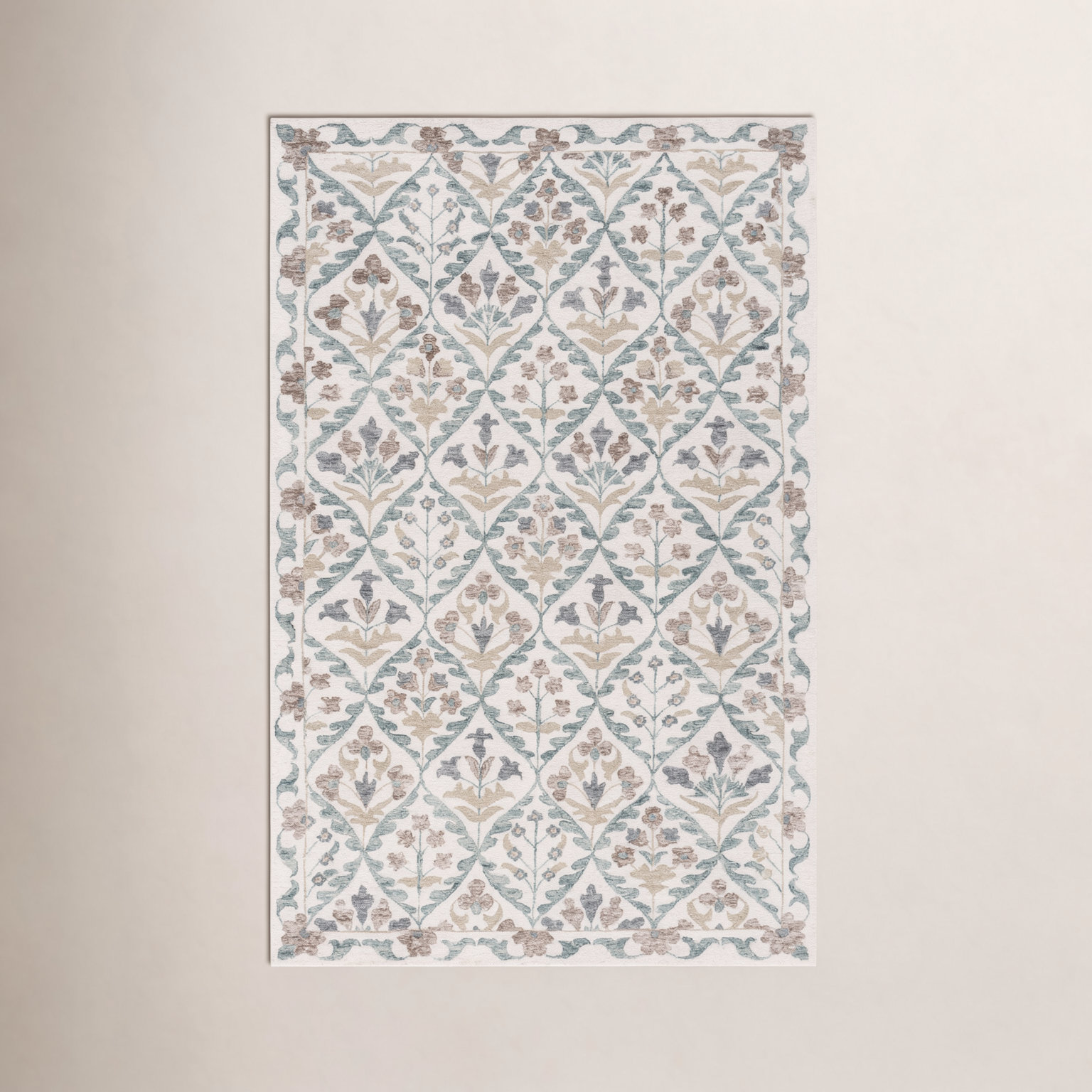 Hand-Tufted Wool Floral Rug, Rectangle 8' x 10'