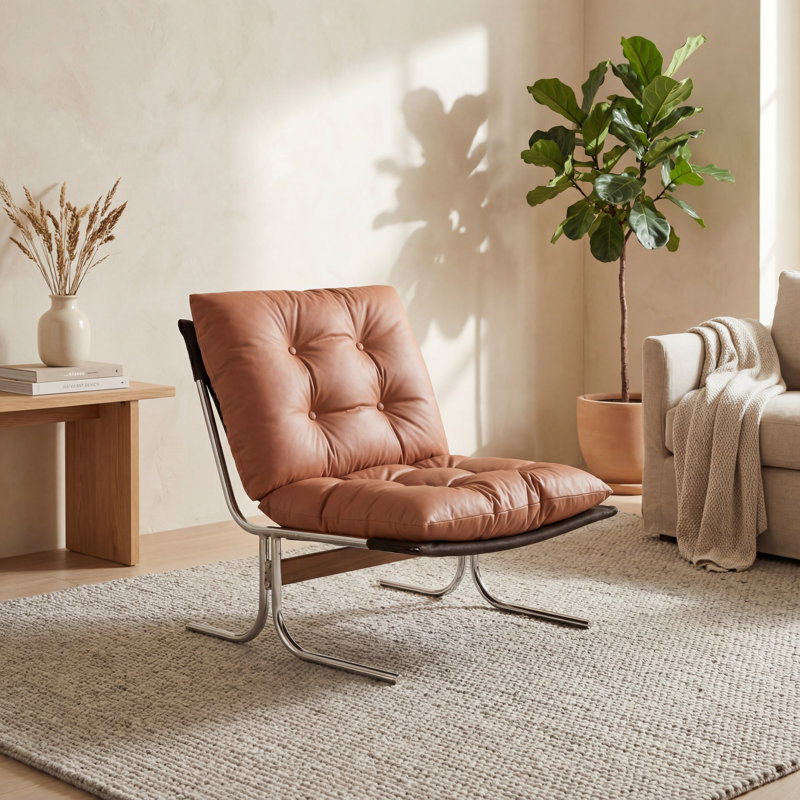 Méridienne Mid-Century, Brun mat