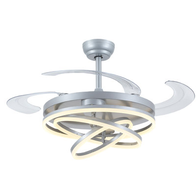 48" Retractable Bladeless Ceiling Fan With Led Lights and Remote Control
