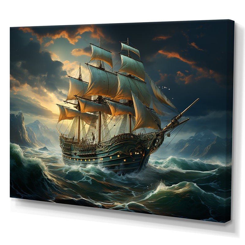 «Pirate Ship Legacy I», art mural pirate, H 24 po x l 32 po x P 1 po, Toile tendue
