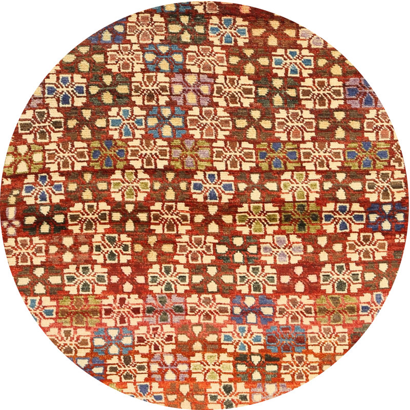 Tapis contemporain brun / beige / gris, Rond 5 pi