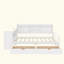 Lit de jour en coin avec tiroirs de rangement, bureau intégré, station de recharge et bibliothèque, structure de lit de jour multifonctionnelle en bois pour chambre à coucher ou chambre d'amis-1601030057