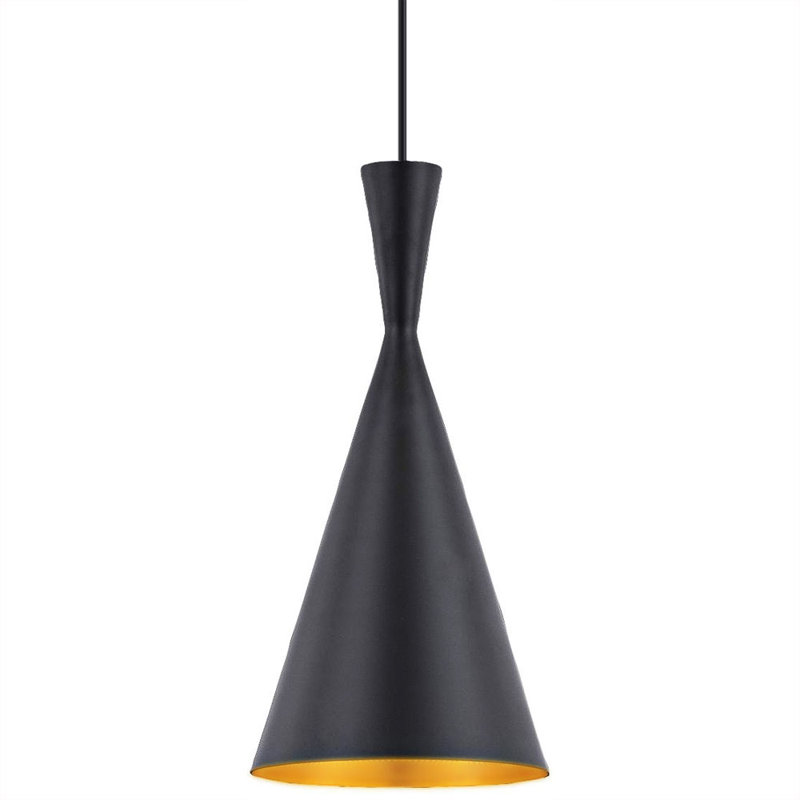 Luminaire suspendu conique à 1 lumière Roberson, Noir/or