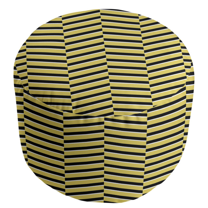 Upholstered Pouf, Yellow