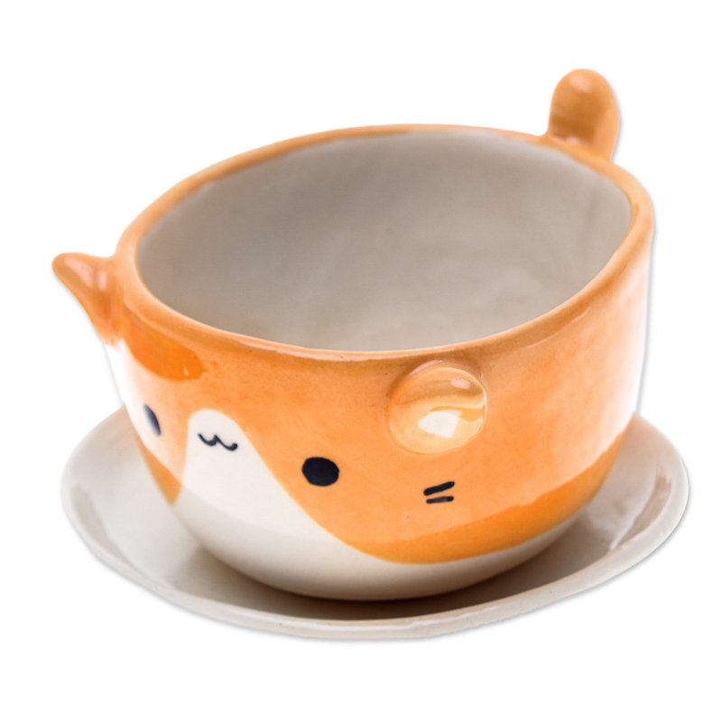 Trinx Handmade Kitty Energy Ceramic Mini Flower Pot