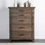 Mobilier de chambre à coucher à panneau à 5 tiroirs de style transitionnel avec finition brune et commode à 1 tiroir