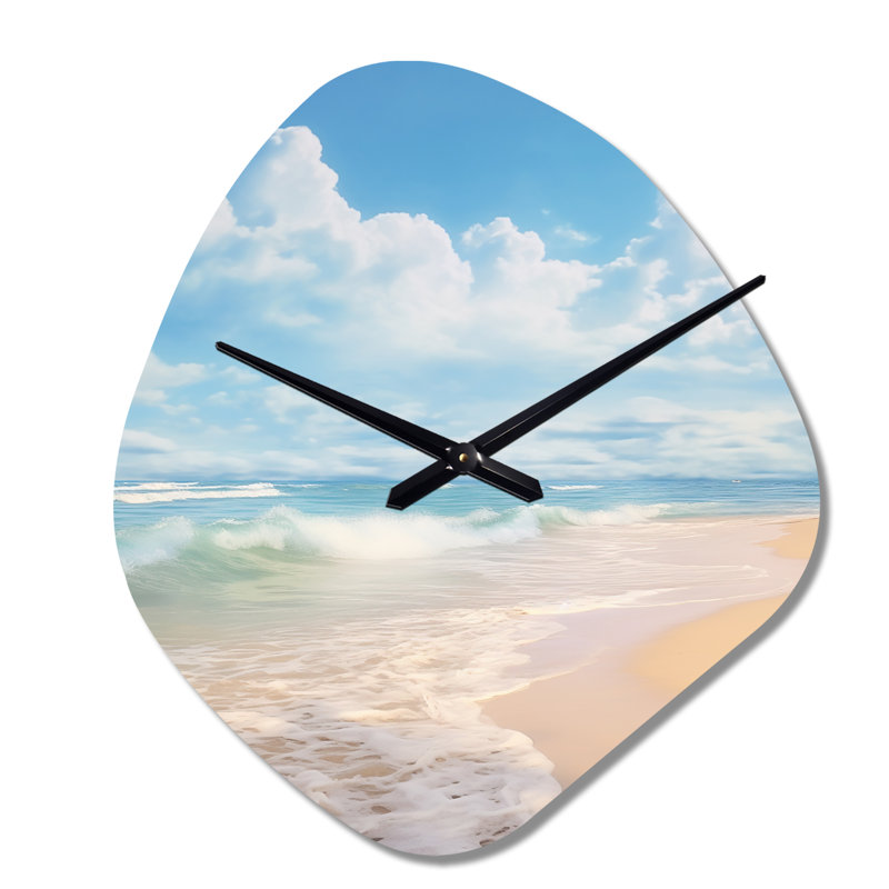 Beach Photo Ocean Escape IV - Horloge murale en forme de plage, Grand