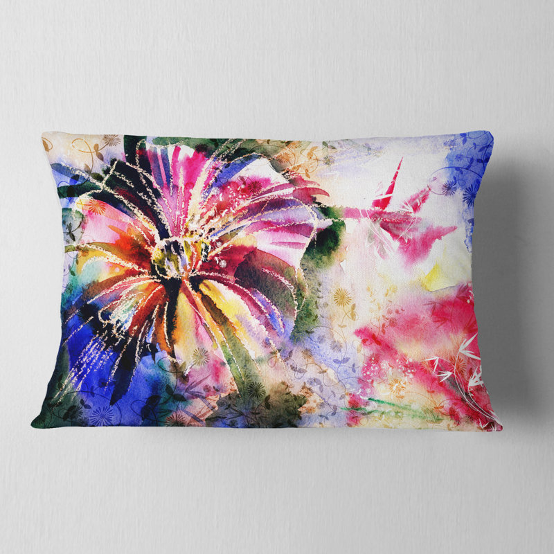 Fleurs dans un collage - Coussin décoratif à imprimé floral