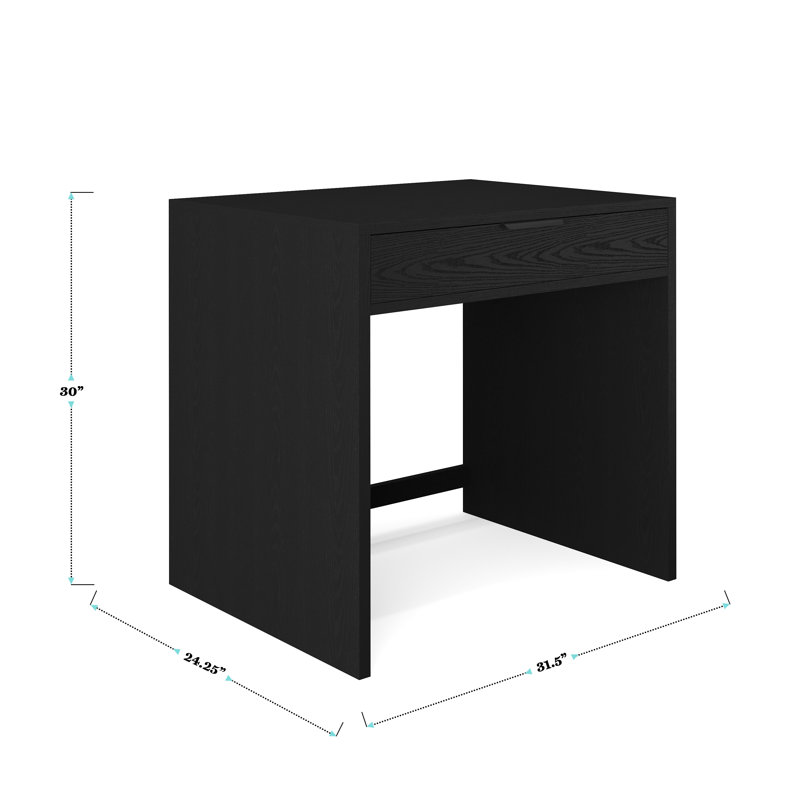 Martha Stewart Kayden Modular Single-Drawer Desk And 2 Tier Shelf, Black