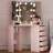 Oryon 56"x44" Corner Makeup Vanity with Lights, Vanity Desk with Mirror,10 LED Lights,5 Drawers-1589516207