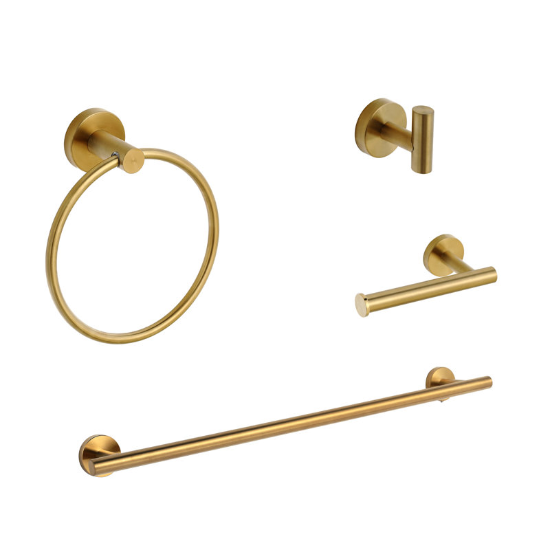 4 - Piece Bathroom Hardware Set, Brass Gold