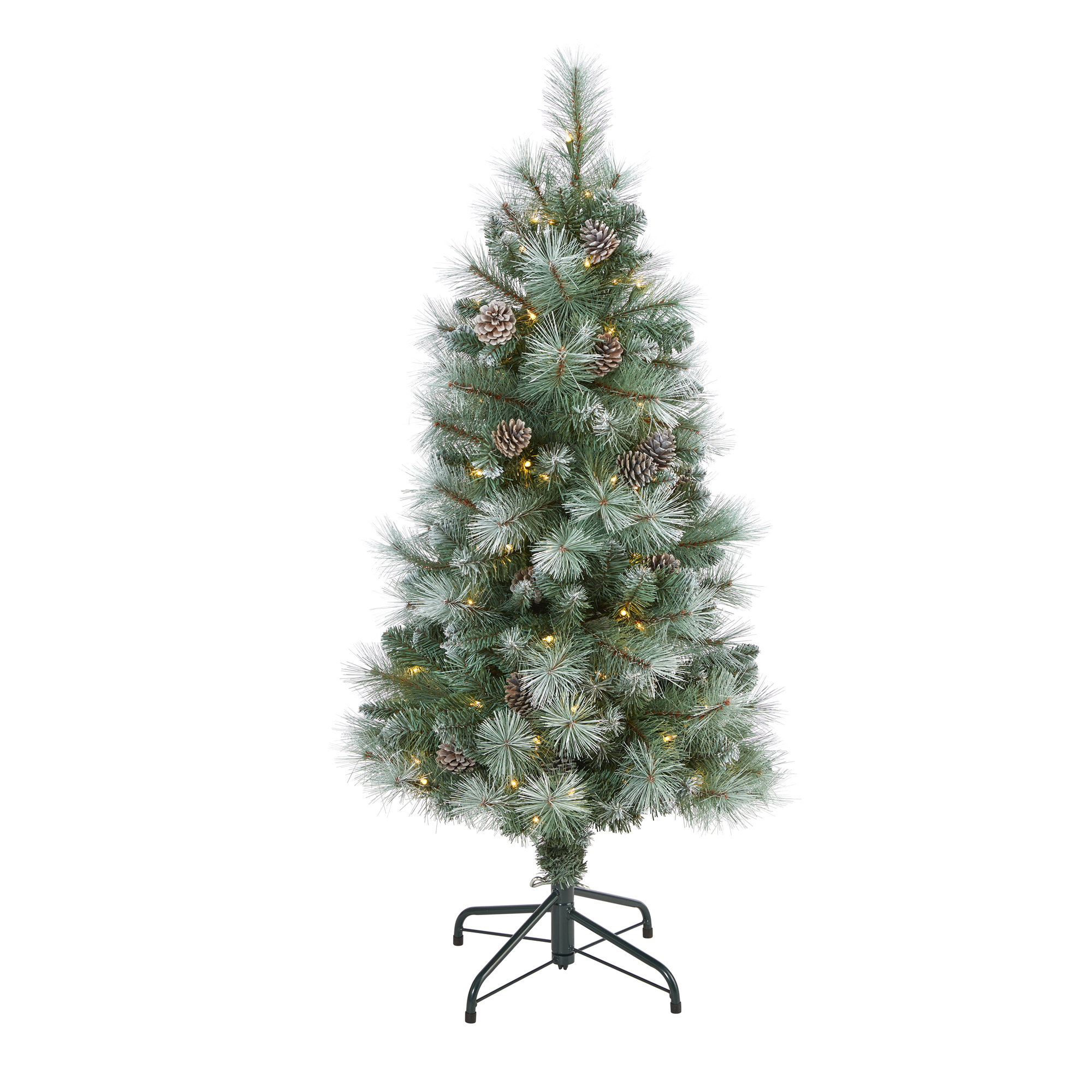 Lighted Artificial Pine Christmas Tree, 4' H