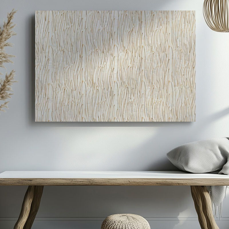 La toile crée un motif sans couture avec des lignes verticales avec un art mural doux, H 18 po x l 24 po