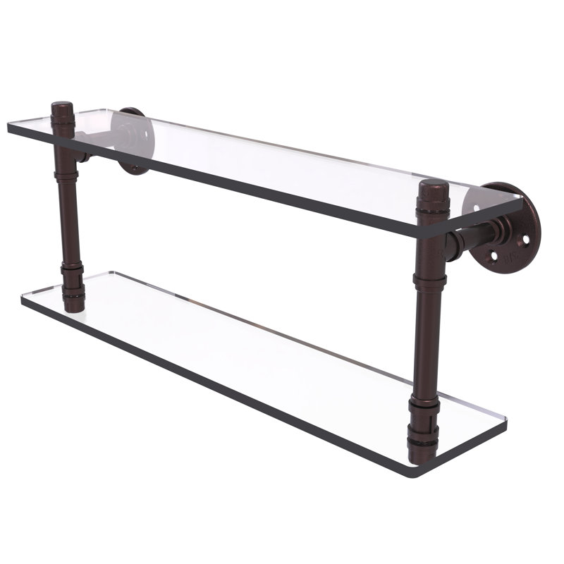 Tablette murale Bayer, Bronze antique, H 9,4 po x l 22 po x P 5,6 po