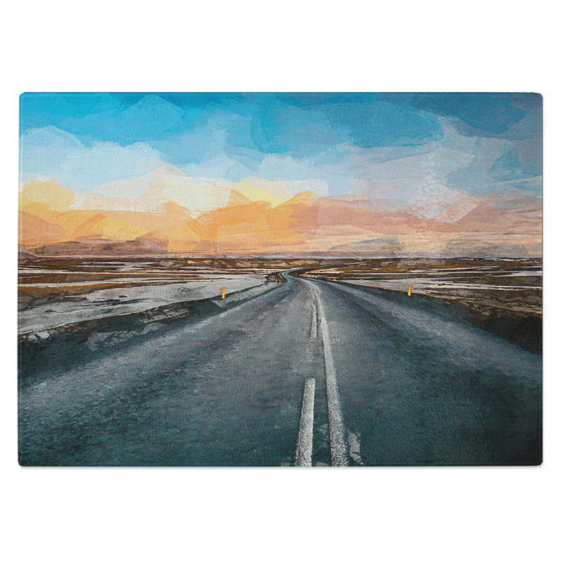 Tempered Glass Road Through Iceland Chopping Board, 39 cm W x 28.5 cm L