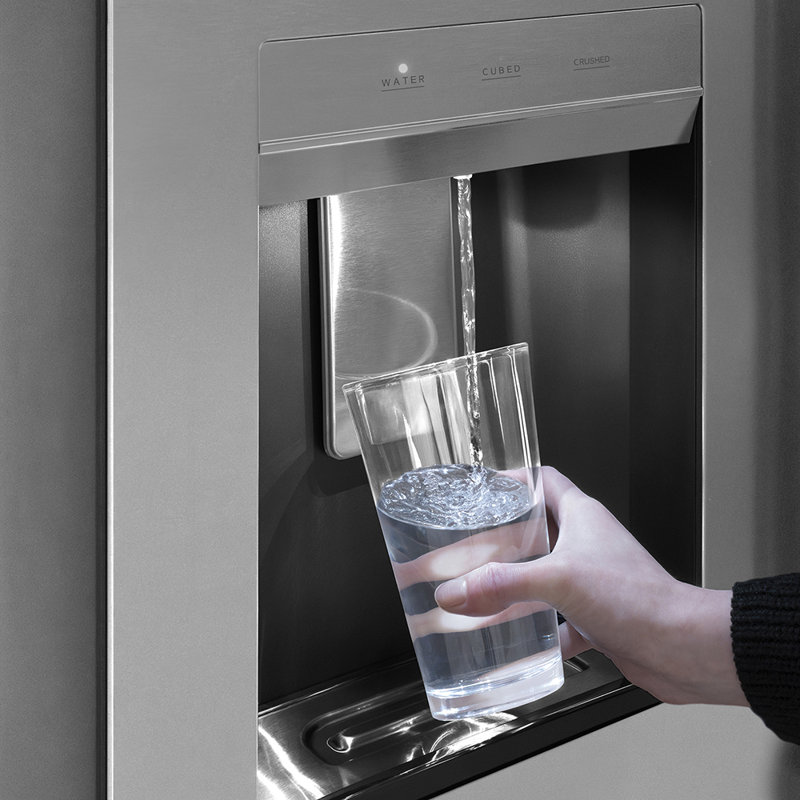 Zline 36 In. 28.9 Cu. Ft. Standard-depth French Door External Water Dispenser Refrigerator With Dual Ice Maker In Fingerprint Resistant Stainless Steel