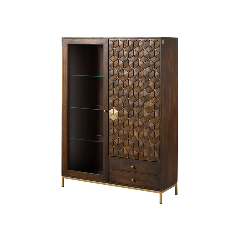 DIAMOND 120cm Solid Wood Sideboard, Brown, white and pink