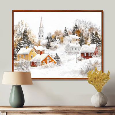 «Snowy Winter Village In Canada II - Winter Landscape», reproduction d'art mural