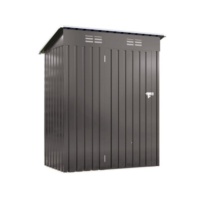 5X3 FT Metal Outdoor Storage Shed, Tool Shed With Pitched Roof And Lockable Door Compact Metal Tool Shed For Garden, Backyard, Patio, Everyday Sundries And Bike Storage, Gray