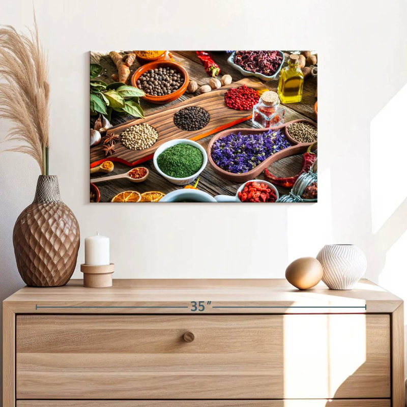 Yarlin Rustic Kitchen Herbs And Spices, 30" H x 45" W