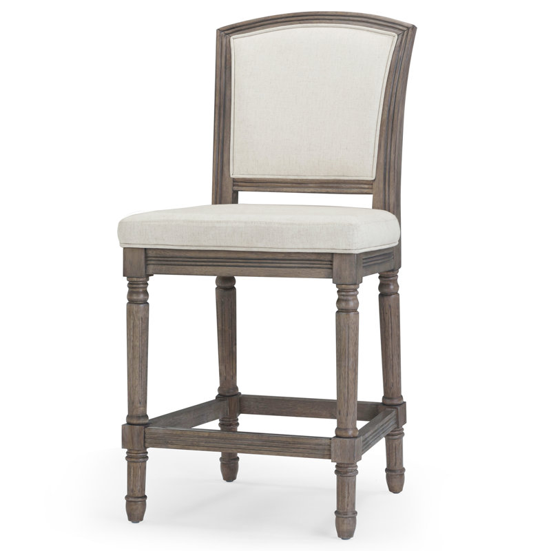 Tabouret rembourré Cionna, Tabouret de comptoir (siège d'une hauteur de 26 p, Gris patiné