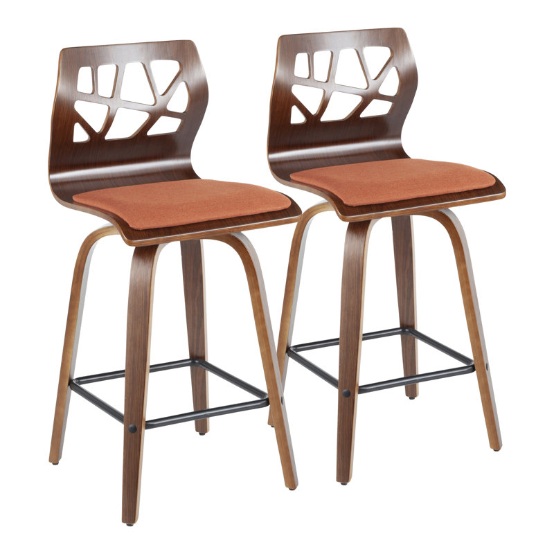 Allenhurst Swivel Upholstered Counter Stool, Orange