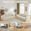 Ensemble de canapé Minimalist 3 + 3 places en velours côtelé avec lignes courbes et dossier légèrement incliné, livré avec 6 coussins décoratifs en forme de corne beige