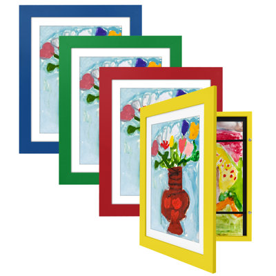 Merranda Frame for Kids Art 10x12.5 inches with 8.5x11 inches Mat - Wood with Glass - Multicolor