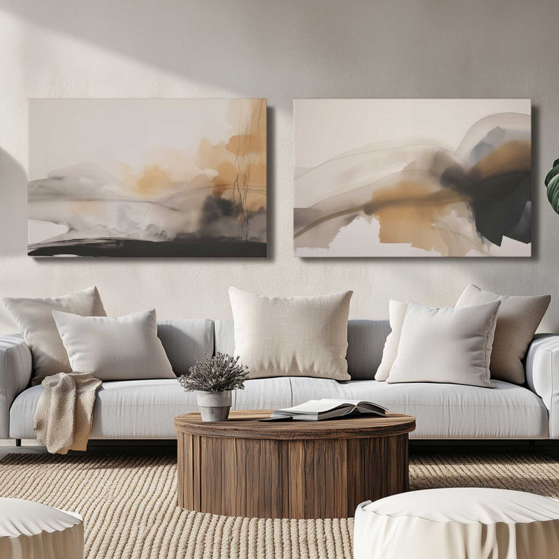 Copper Rustic Elegance Set of 2 Canvas Prints in a Frame, Wrapped Canvas, 12" H x 36" W x 1.25" D