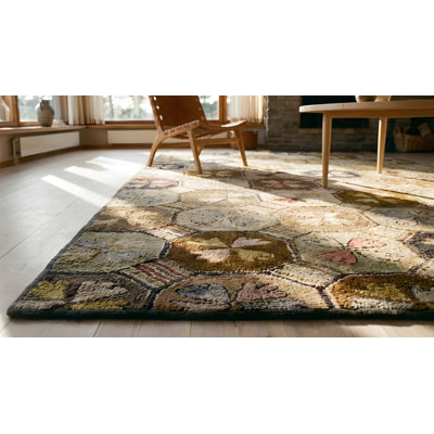 Tapis crocheté neutre neutre à motif géométrique