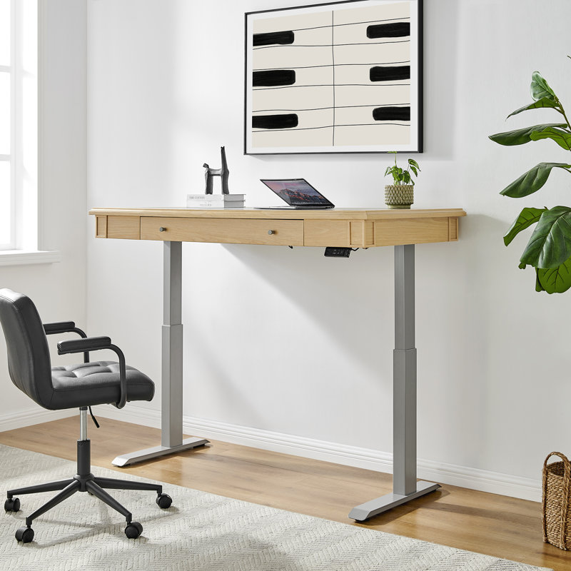 Bureau debout à hauteur ajustable Cashwell, Chêne