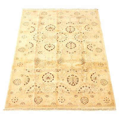 Tapis décoratif en laine noué à la main de conception unique 18/20 de style perse paktoren de 6 pi 1 po x 8 pi 8 po noué à la main new age