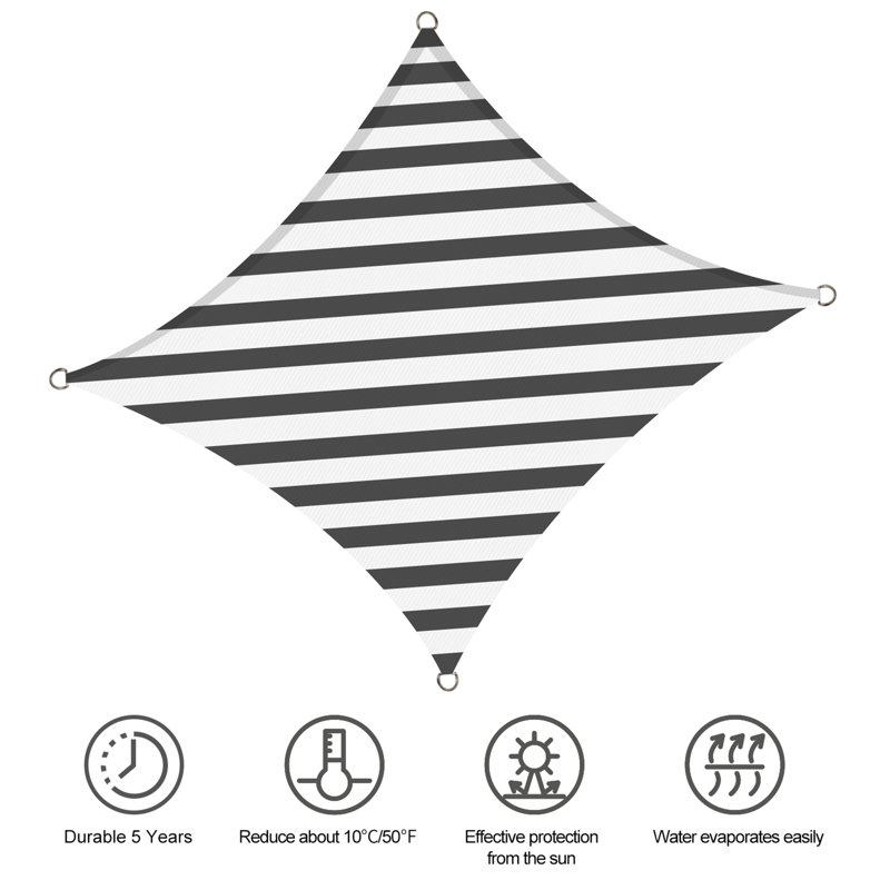 1'' x 0.66'' Rectangle Shade Sail, Gray/White