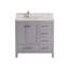 Meuble-lavabo autoportant 36 po Anvay en blanc mat avec comptoir en quartz de Carrare-895541825-889296418