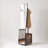 Mid-Century Modern Solid Rubberwood Coat Rack with Rolling Storage Basket