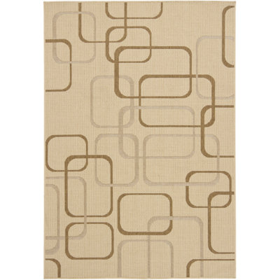 Tapis en polypropylène géométrique beige tissé à la machine Annabel