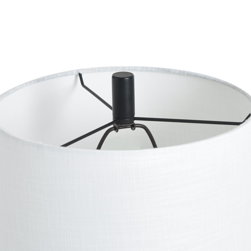 Lampe de table en acier - or blanc et noir - abat-jour blanc