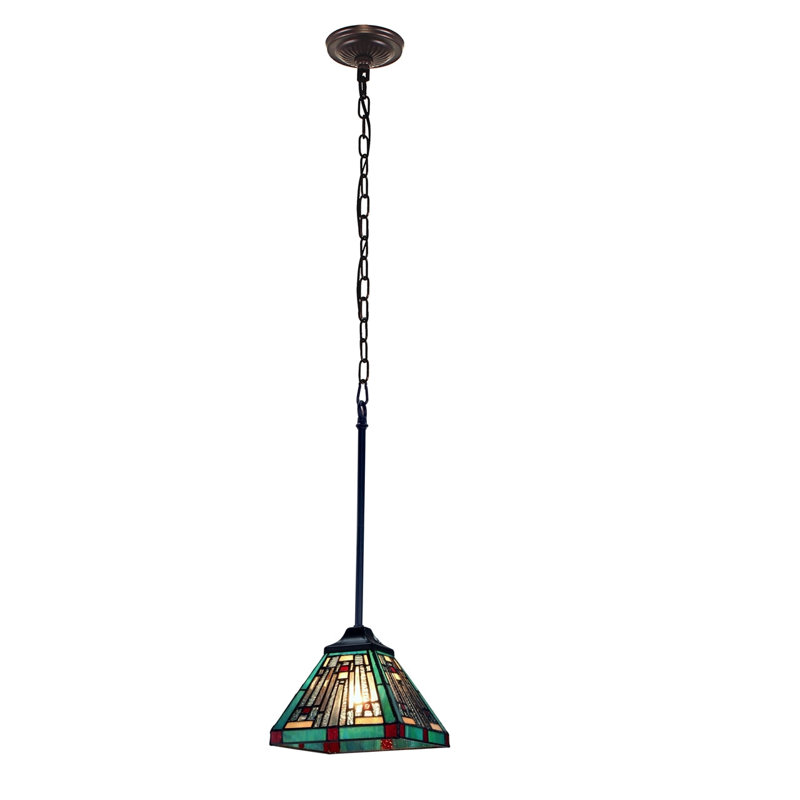  Innes Tiffany-Style Dark Bronze 1 Light Mini Pendant 8" Wide